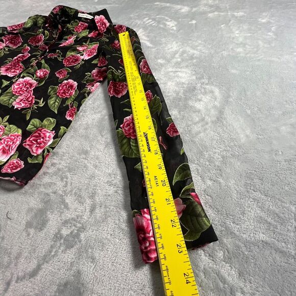 Alice Olivia Womens Floral Blouse Sz XS Silk Blend Button Down Sheer Romantic - Picture 6 of 12